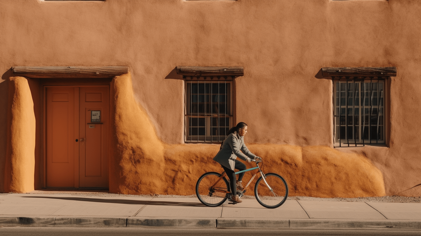 bicycle rider on a new mexico sidewalk