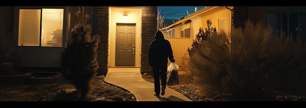 A delivery worker approaches a door without fear of being attacked