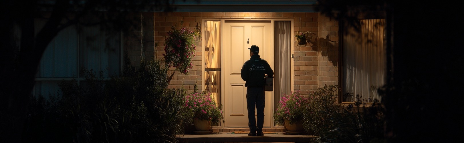 a doordasher on delivery outside a new mexico home